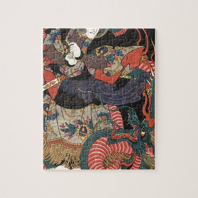 Vintager japanischer Roter Drache Puzzle (Vertikal)