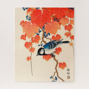 Vintager japanischer Vogel und Herbstgräber Puzzle