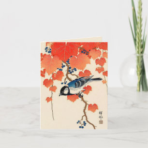 Vintager japanischer Vogel und Herbstgrapevine Karte
