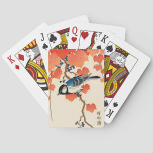 Vintager japanischer Vogel und Herbstgrapevine Spielkarten