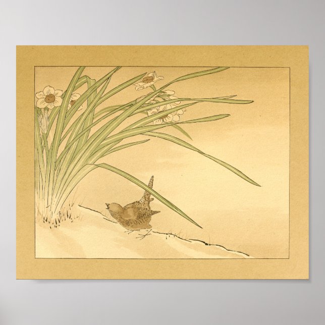 Vintager japanischer Wall Art Bird Poster (Vorne)