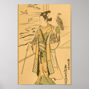 Vintager japanischer Wall Art Falcon Poster