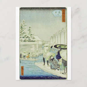 Vintager japanischer Winter in Water Woodblock Art Postkarte