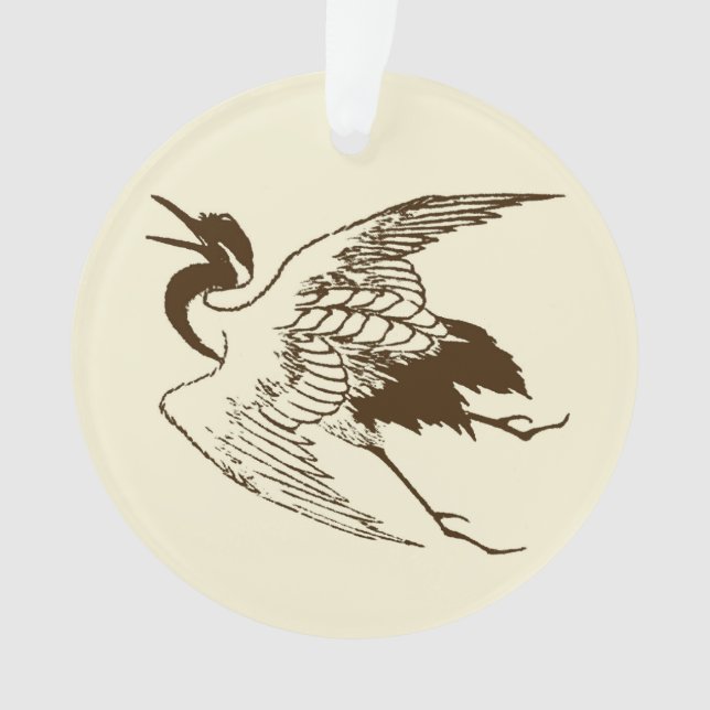 Vintager japanischer Zeichn eines Krans, braun Ornament (Vorderseite)