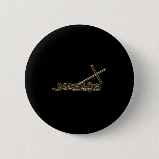 Vintager Jesus Christus, der das Kreuzdesign trägt Button (Vorderseite)