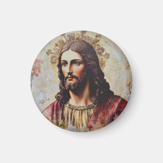 Vintager Jesus Religious Magnet (Vorne)
