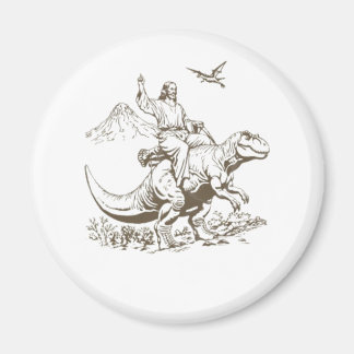Vintager Jesus Riding Dinosaurier 90er Magnet