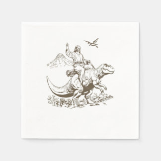 Vintager Jesus Riding Dinosaurier 90er Serviette