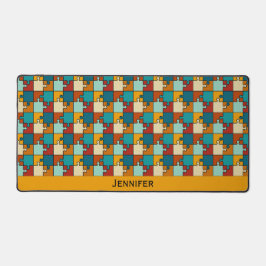 Vintager Jigsaw Puzzle Pieces Mustername Schreibtischunterlage