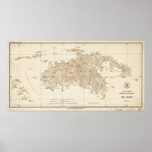 Vintager Johannes Virgin Islands Map (1922) Poster