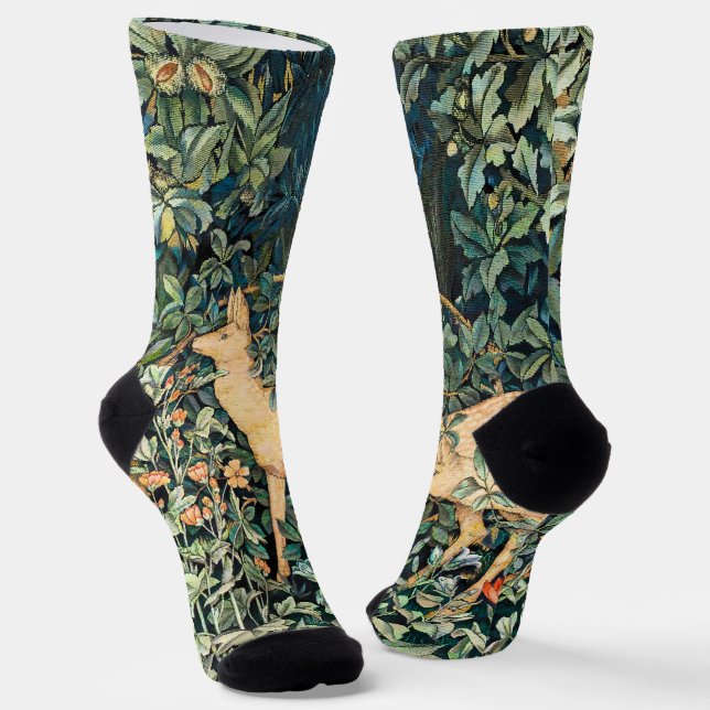 Vintager John Dearle "Greenery"- Baum Blume & Deer Socken (Gewinkelt)
