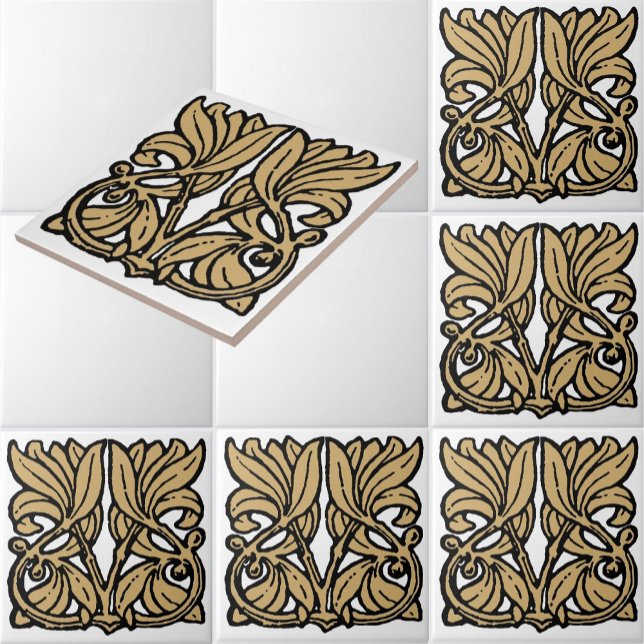 Vintager Jugendstil 1911 Blumenschmuck Frieze Fliese (Von Creator hochgeladen)