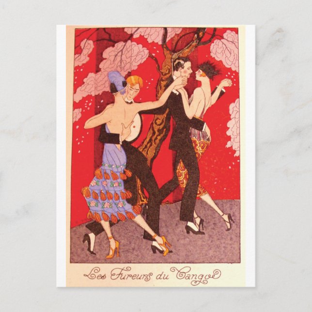 Vintager Jugendstil ~ Das Fury von Tango Postkarte (Vorderseite)