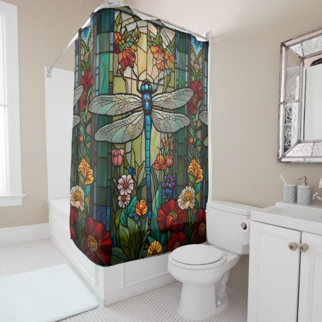 Vintager Jugendstil-Drachenfliege Duschvorhang (Beispiel)