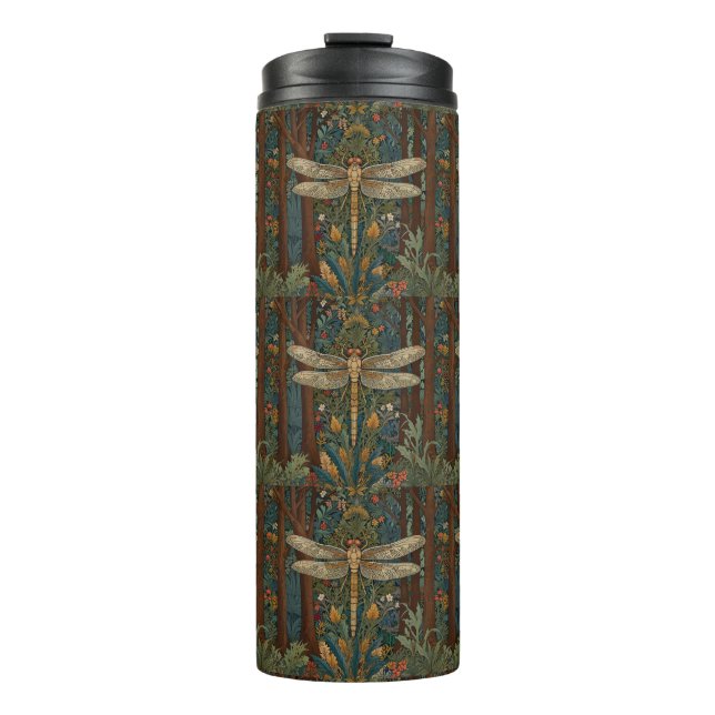 Vintager Jugendstil-Drachenfliege Thermosbecher (Vorderseite)
