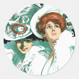Vintager Jugendstil, italienische Mode, Extravagan Runder Aufkleber