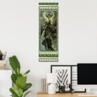 Vintager Jugendstil-Mond von Alphonse Mucha