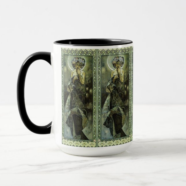 Vintager Jugendstil-Mond von Alphonse Mucha Tasse (Links)