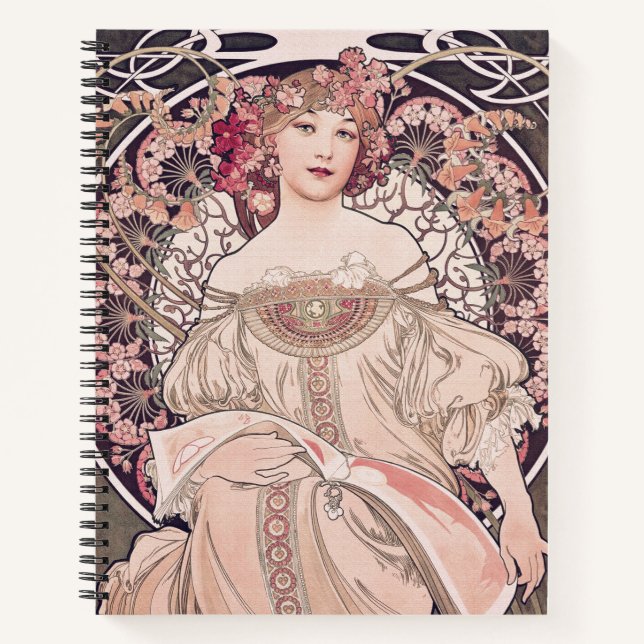 Vintager Jugendstil-Traum von Alphonse Mucha Notizbuch (Vorderseite)