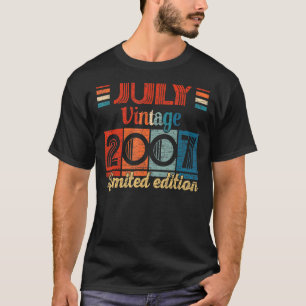 Vintager Juli 2007 15 Geburtstag 15 Jahre alt T-Shirt