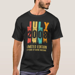 Vintager Juli 2008 14 Jahre alt 14. Geburtstag T-Shirt