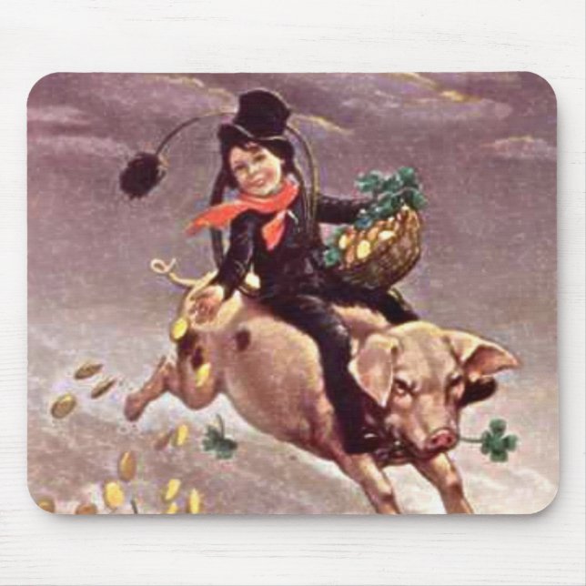Vintager Junge bei Pig Mousepad (Vorne)