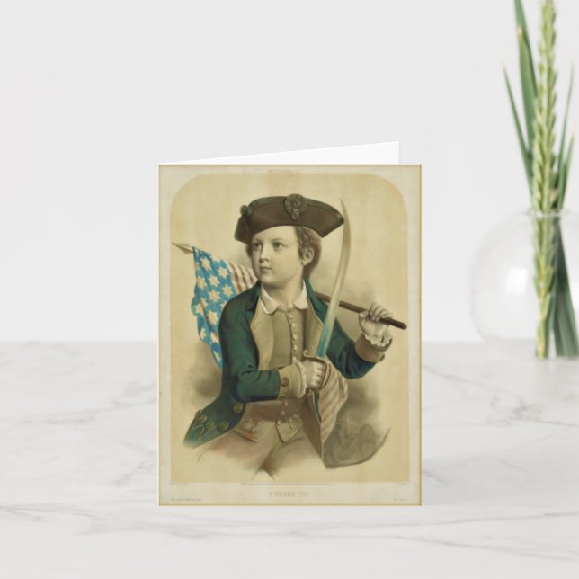 Vintager Junge mit amerikanische Karte (Vorderseite)