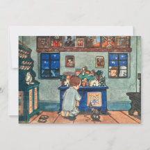 Vintager Junge mit Weihnachtsspielzeug-Malerei