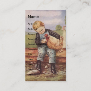 Vintager Junge und Hühner Visitenkarte
