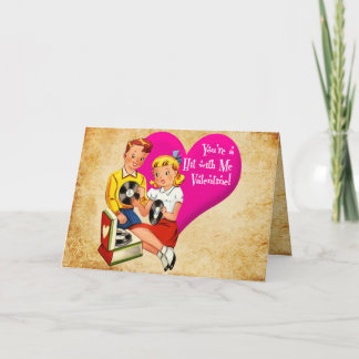Vintager Junge und Mädchen Du bist ein Hit mit mir Karte