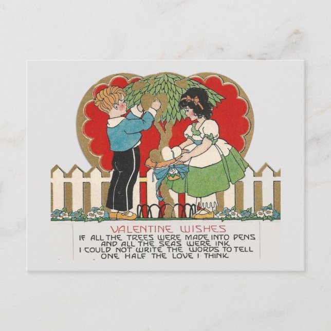 Vintager Junge und Mädchen Valentine Postkarte (Vorderseite)