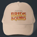 Vintager Junggeselinnen-Abschied Bride Squad Bride Truckerkappe<br><div class="desc">Lassen Sie sich mit diesem atemberaubenden Retro-Junggeselinnen-Abschied personalisierte Produkte von Ihrem bevorstehenden Junggeselinnen-Abschied verzaubern. Ob Sie einen Ausflug am Strand, einen Mädchenurlaub oder einen Urlaub mit den besten Freunden feiern, diese maßgeschneiderte Junggeselinnen-Abschied-Merchandise ist die perfekte Ergänzung zu Ihrem unvergesslichen Aufenthalt. Fügen Sie Ihrem Junggeselinnen-Abschied-Souvenir eine persönliche Touch mit benutzerdefinierten Textoptionen...</div>