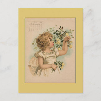 Vintager Juni 1891 zeichnend Kinder Postkarte