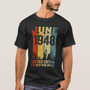 Vintager Juni 1948 74 Geburtstag 74 Jahre alt 1948 T-Shirt