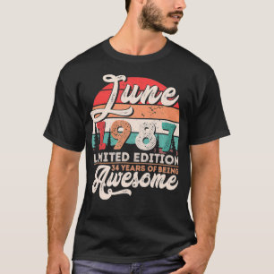 Vintager Juni 1987 Limited Edition 34 Years Old Bi T-Shirt