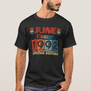 Vintager Juni 1992 30. Geburtstag Geschenke 30 Jah T-Shirt