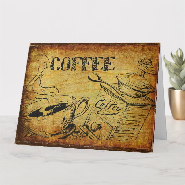 Vintager Kaffee-Cup Karte (Kleine Pflanze)