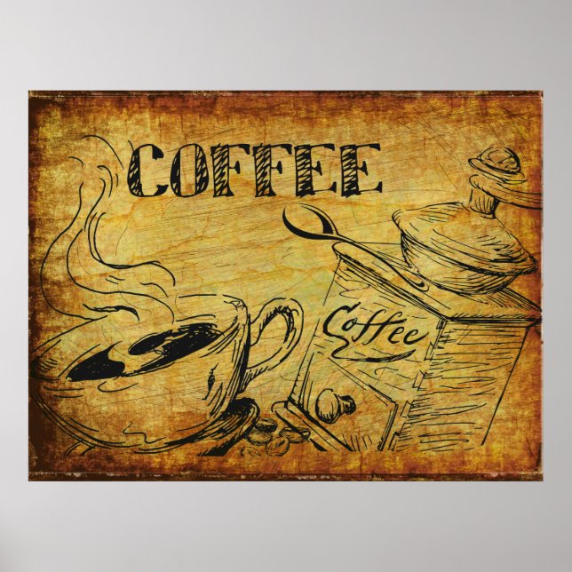 Vintager Kaffee-Cup Poster (Vorne)