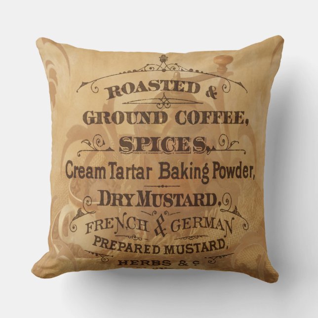 Vintager Kaffee und Gewürze Rustikal und stilvoll Kissen (Vorderseite)