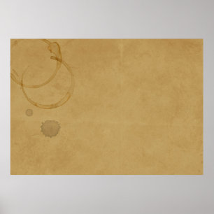 Vintager Kaffeefleck aus Altpapier Poster