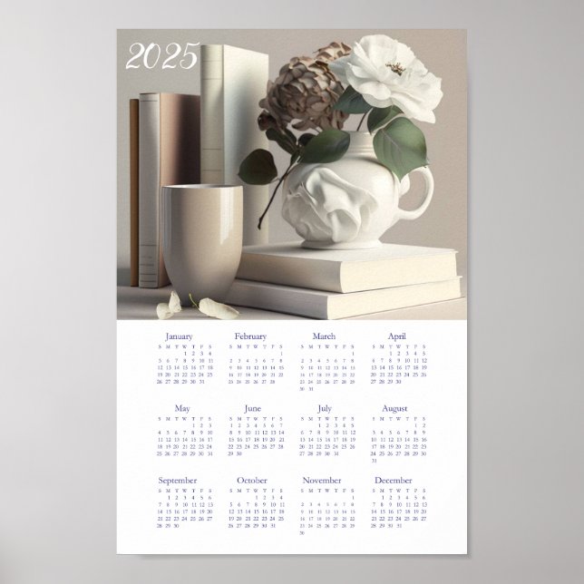 Vintager Kalender 2025. Blume Poster (Vorne)