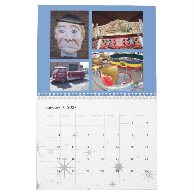 Vintager Kalender der Vergnügungsparks 2013 (Jan 2027)