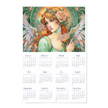 Vintager Kalender Engel Art Deco 2025.