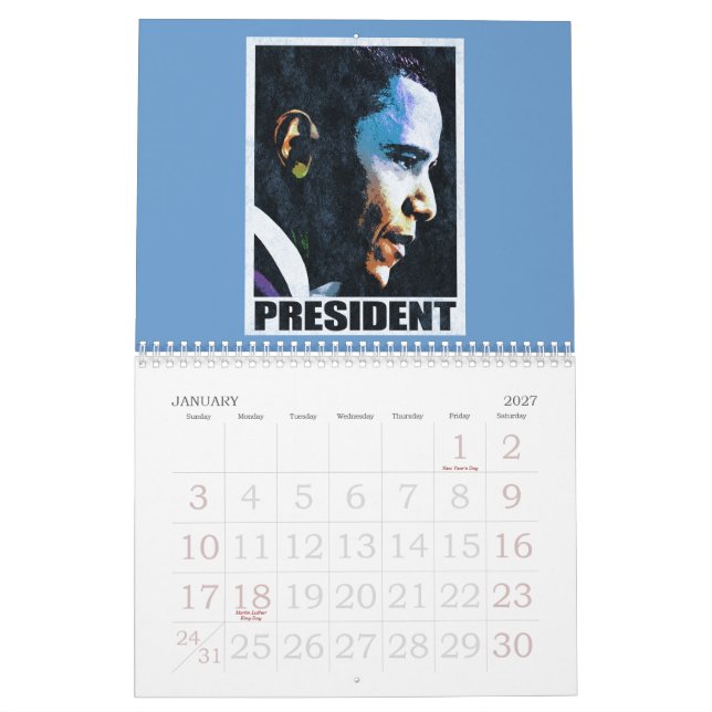 Vintager Kalender Präsidenten-Barack Obama (Jan 2027)
