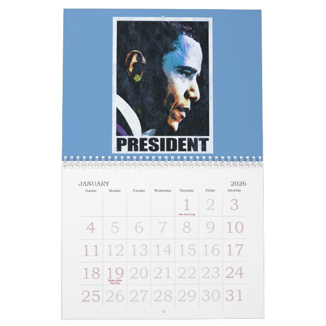 Vintager Kalender Präsidenten-Barack Obama (Jan 2026)