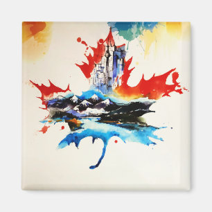 Vintager Kanada-Ahorn-Blatt-Reise-LiebeWatercolor Magnet