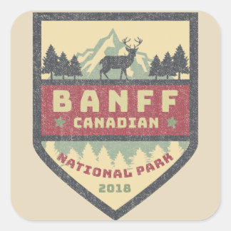 Vintager kanadischer Banff-Nationalpark-Stickers Quadratischer Aufkleber