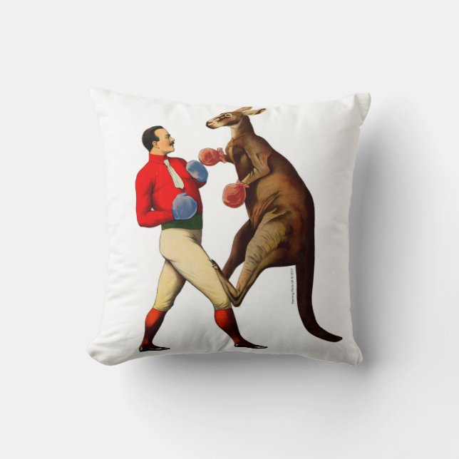 Vintager Känguru-Boxer-Verpacken-Sport Kissen (Vorderseite)