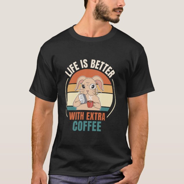 Vintager Kaninchencoffee mit Extra-Co T-Shirt (Vorderseite)