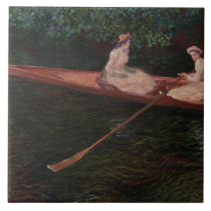 Vintager Kanu auf dem Epte Claude Monet Fliese